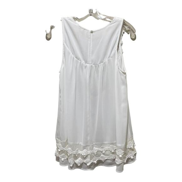 ENTRO Crochet & Lace Trim Tank Top White Size Small - Picture 5 of 7